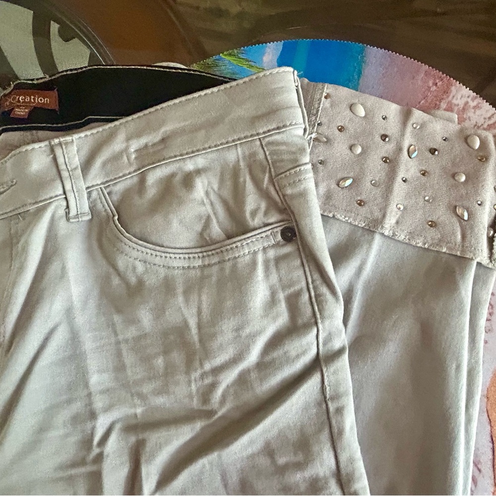 Stylish Gray Jeans with Studded Accents on ankle cuff. Very classy Size 12
